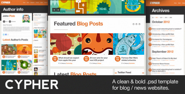 Cypher - A Bold Blog / News PSD Theme