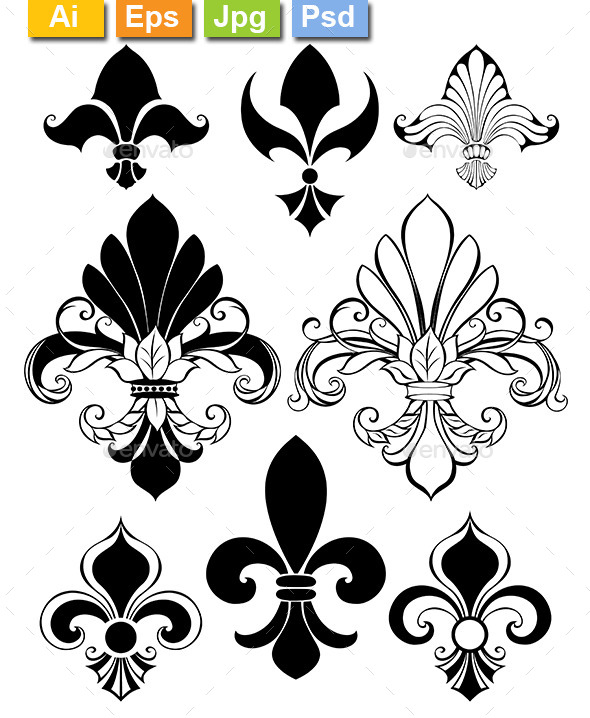 GraphicRiver Set of Fleur De Lis 10714489 GraphicRiver Set of Fleur De Lis 10714489