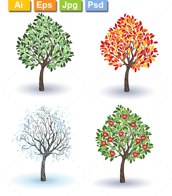 GraphicRiver Set of Apple Trees 10714551 GraphicRiver Set of Apple Trees 10714551