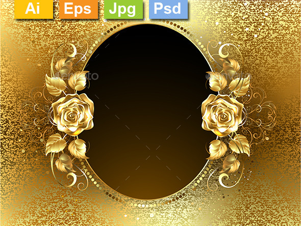 GraphicRiver Oval Banner with Golden Roses 10714853 GraphicRiver Oval Banner with Golden Roses 10714853