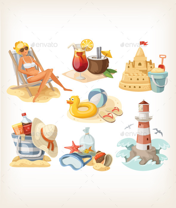 GraphicRiver Set of Summer Beach Elements 10716529 GraphicRiver Set of Summer Beach Elements 10716529