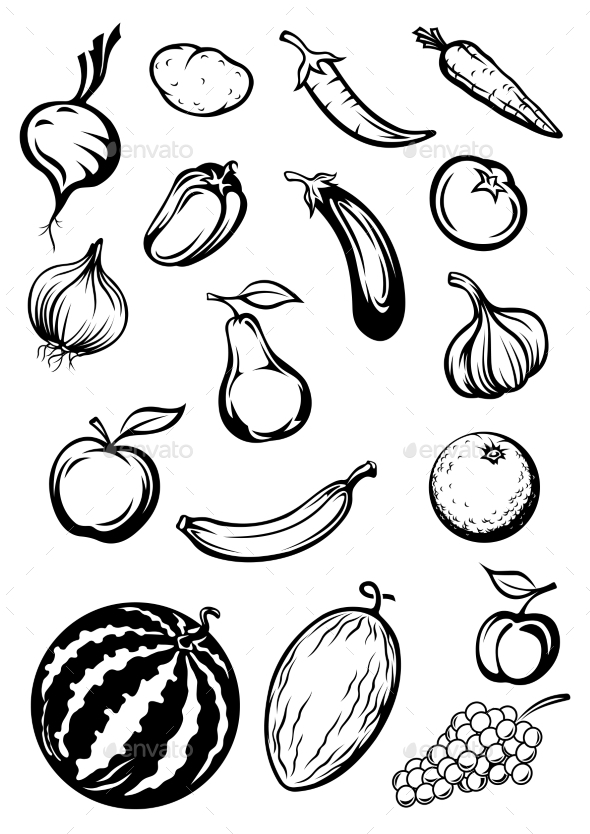 Variety of Fruits and Vegetables