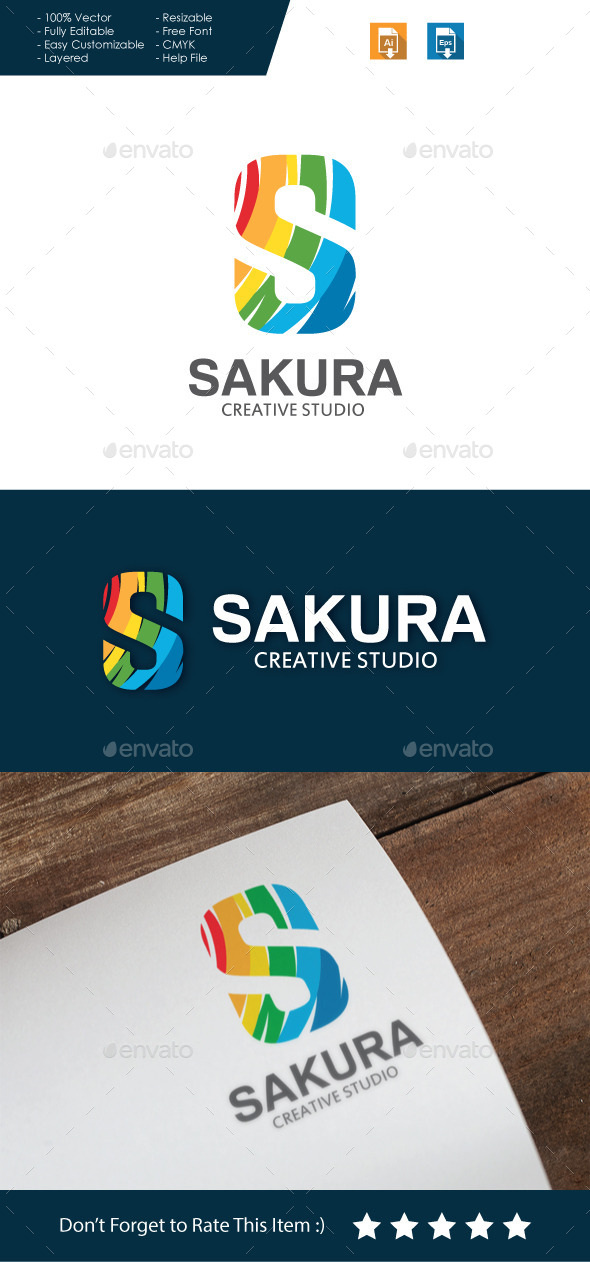 GraphicRiver Sakura Letter S Logo 10717367 GraphicRiver Sakura Letter S Logo 10717367