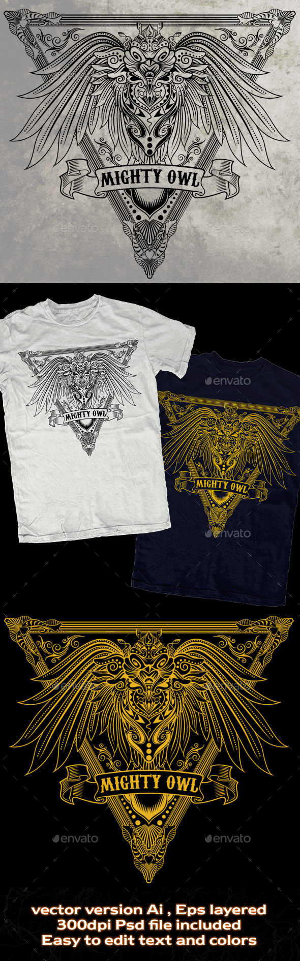 GraphicRiver Mighty Owl T-shirt Illustration 10721441 GraphicRiver Mighty Owl T-shirt Illustration 10721441