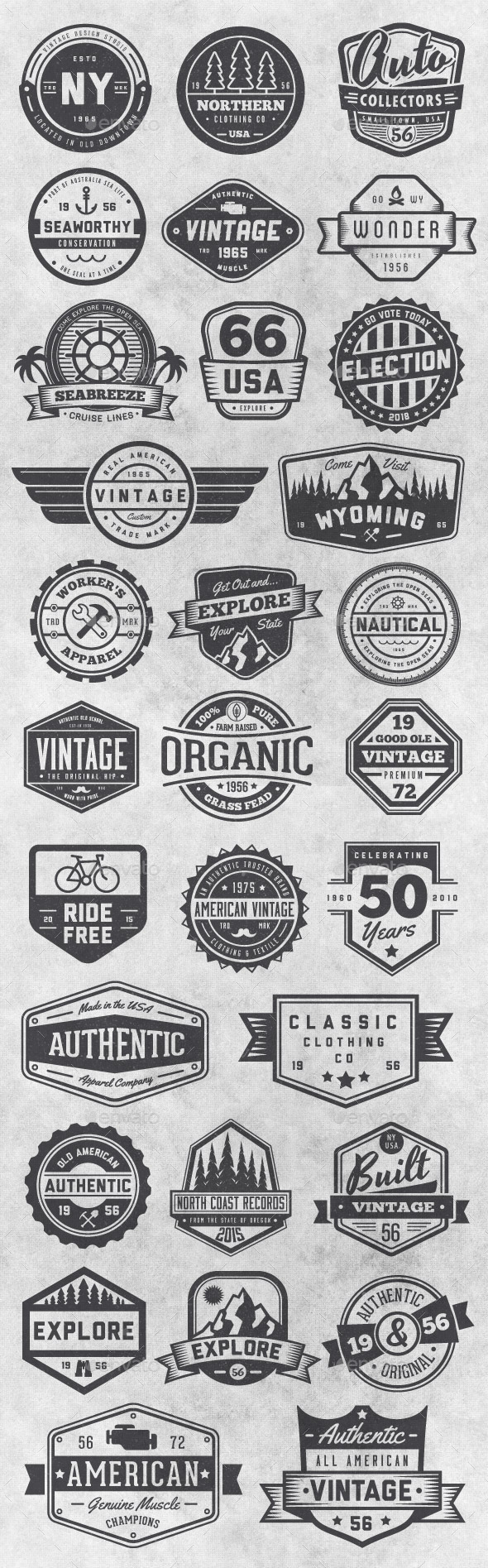 30 Vintage Style Badges and Logos Vol 6 (Badges & Stickers)