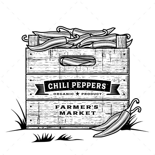 GraphicRiver Retro Crate of Chili Peppers 10729890 GraphicRiver Retro Crate of Chili Peppers 10729890
