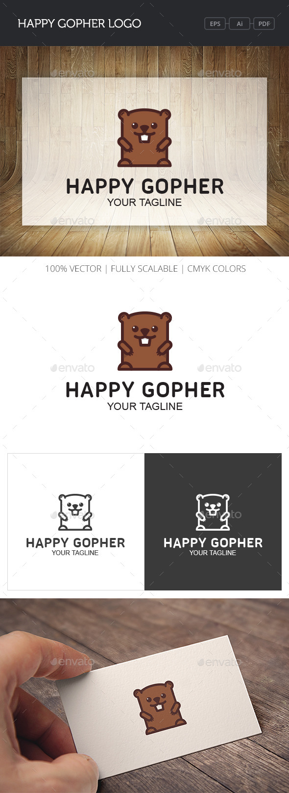 GraphicRiver Happy Gopher Logo 10730226 GraphicRiver Happy Gopher Logo 10730226