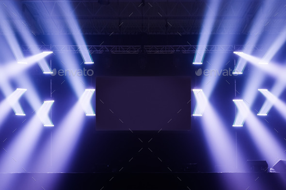 Spot lights Stage With Blank Screen in the Middle (Misc) Photo Download