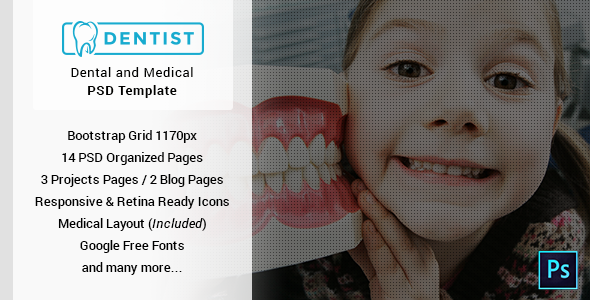 Dentist - Dental & Medical One Page PSD Template