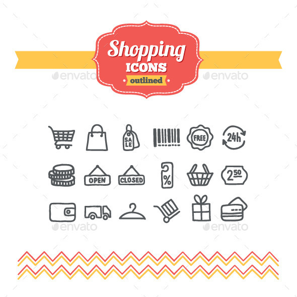 GraphicRiver Hand Drawn Shopping Icons 10733808 GraphicRiver Hand Drawn Shopping Icons 10733808