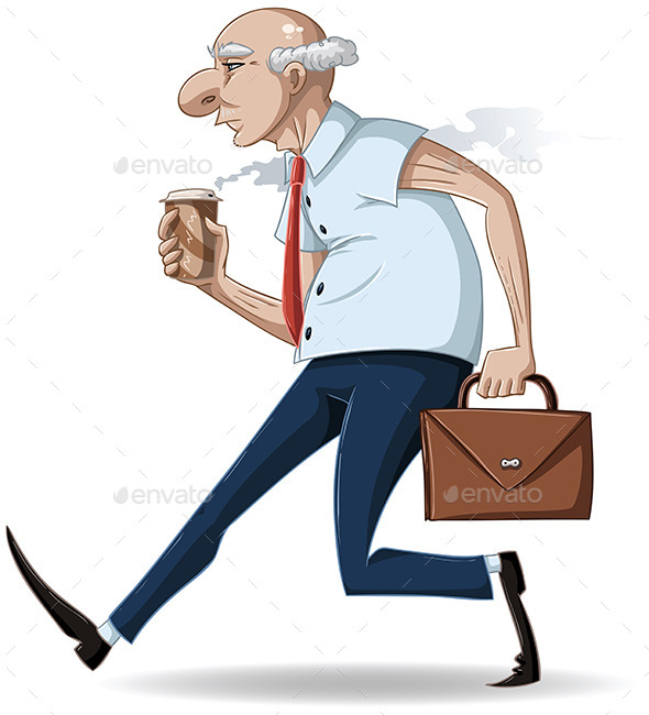 GraphicRiver Old Businessman Walks with Briefcase and Coffee 10734578 GraphicRiver Old Businessman Walks with Briefcase and Coffee 10734578