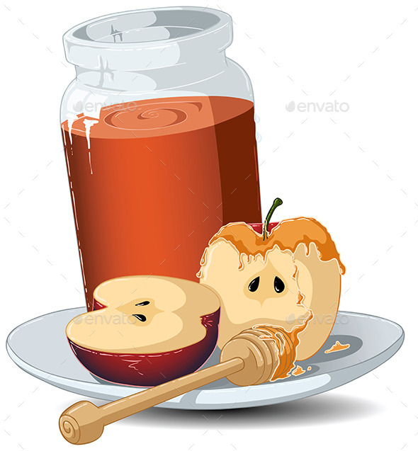 GraphicRiver Rosh Hashanah Honey Jar and Apples 10734605 GraphicRiver Rosh Hashanah Honey Jar and Apples 10734605