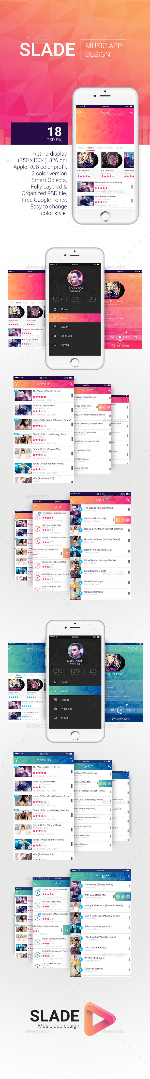 GraphicRiver Slade Music App Design 10698722 GraphicRiver Slade Music App Design 10698722