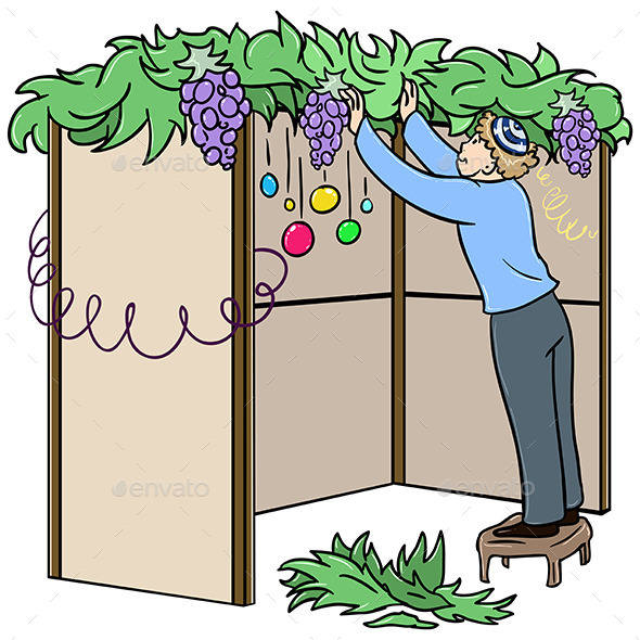 GraphicRiver Jewish Guy Builds Sukkah for Sukkot 10734697 GraphicRiver Jewish Guy Builds Sukkah for Sukkot 10734697