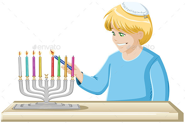 GraphicRiver Boy Lights A Hanukkiah Candle 10735112 GraphicRiver Boy Lights A Hanukkiah Candle 10735112