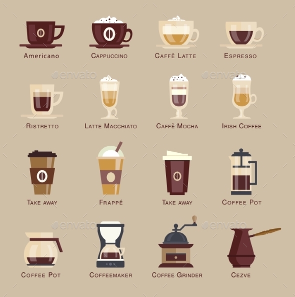 Coffee Vector Icon Set Menu (Food)