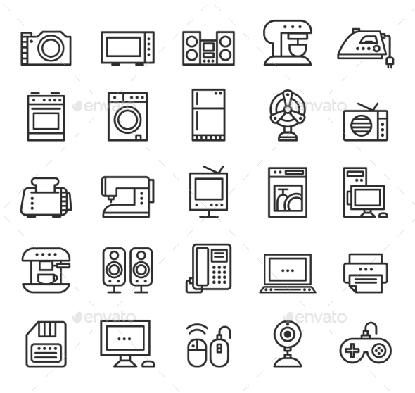 GraphicRiver Home Appliances and Equipment Icons Vector Modern 10736050 GraphicRiver Home Appliances and Equipment Icons Vector Modern 10736050