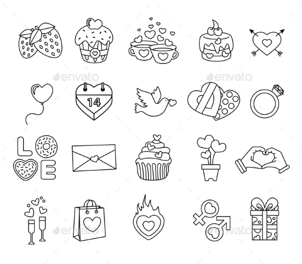 GraphicRiver Set Valentine Day Objects Love Icon 10736054 GraphicRiver Set Valentine Day Objects Love Icon 10736054