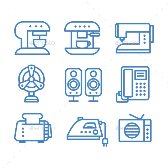 GraphicRiver Set of Household Appliances Icons 10736145 GraphicRiver Set of Household Appliances Icons 10736145
