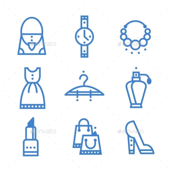 GraphicRiver Icons Set Woman Accessories 10736186 GraphicRiver Icons Set Woman Accessories 10736186