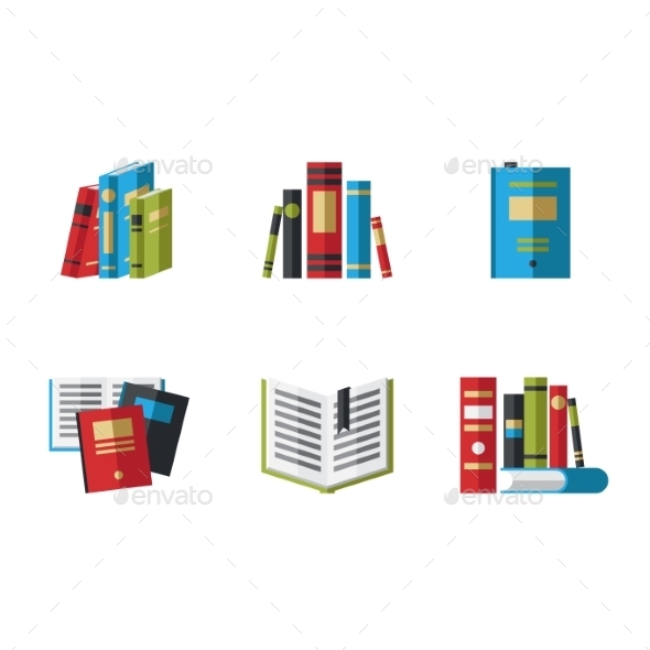GraphicRiver Set of Book Icons in Flat Design Style 10736254 GraphicRiver Set of Book Icons in Flat Design Style 10736254