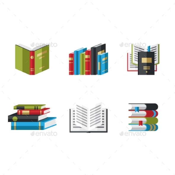 GraphicRiver Set of Book Icons in Flat Design Style 10736261 GraphicRiver Set of Book Icons in Flat Design Style 10736261
