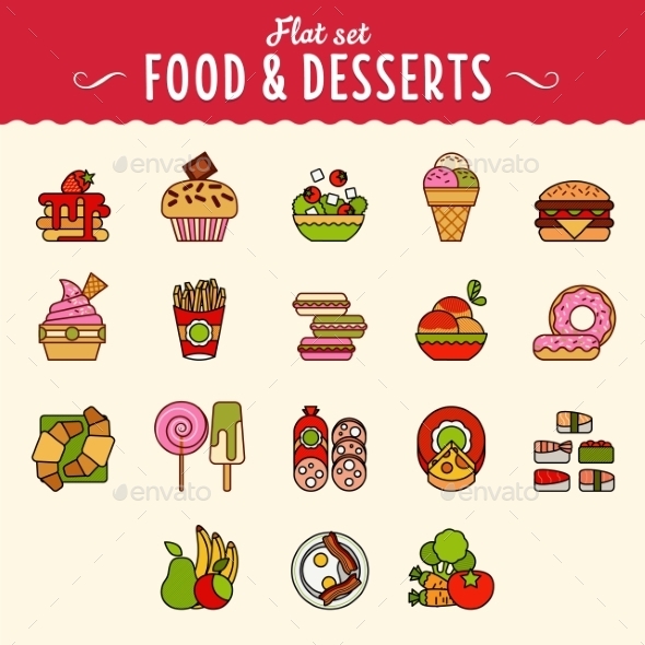 GraphicRiver Collection of Food Icons in Flat Design Style 10736454 GraphicRiver Collection of Food Icons in Flat Design Style 10736454