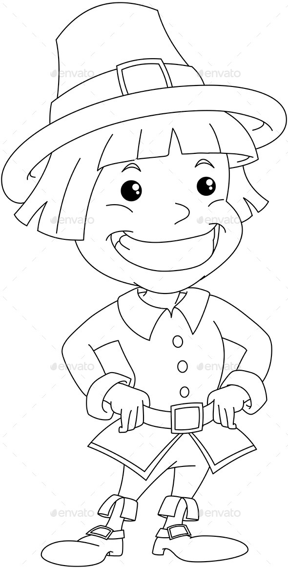 Settler Boy for Thanksgiving Coloring Page