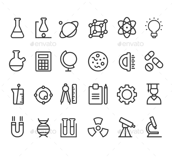 GraphicRiver Trendy Science Icons on White Vector Elements 10737161