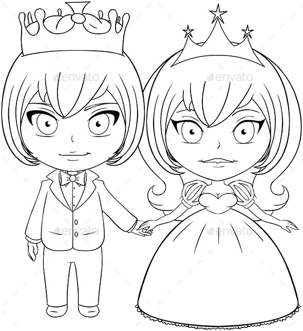 Prince and Princess Coloring Page (People)