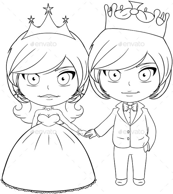 Prince and Princess Coloring Page (People)