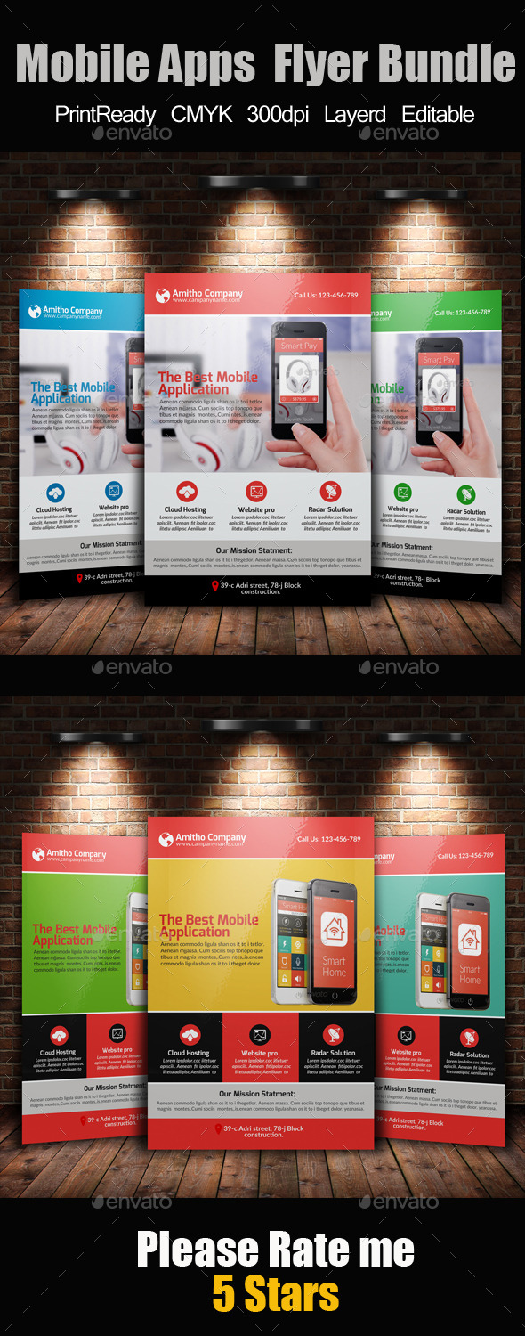 GraphicRiver Mobile Apps Promotion Flyer Template Bundle 10737999 GraphicRiver Mobile Apps Promotion Flyer Template Bundle 10737999