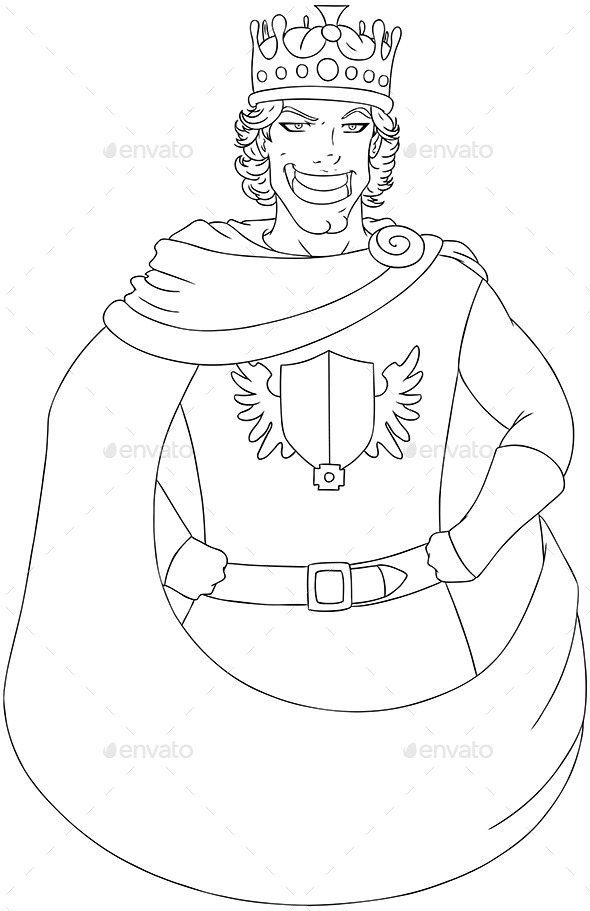 Young King With Crown Coloring Page (People)