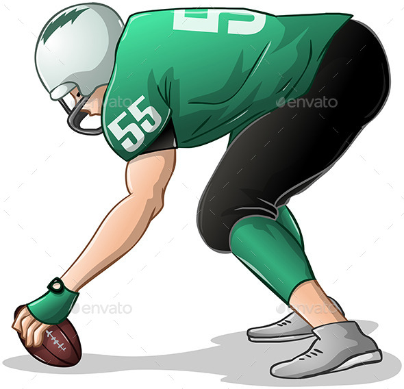 Football Player Kneels and Holds Ball (Sports/Activity)