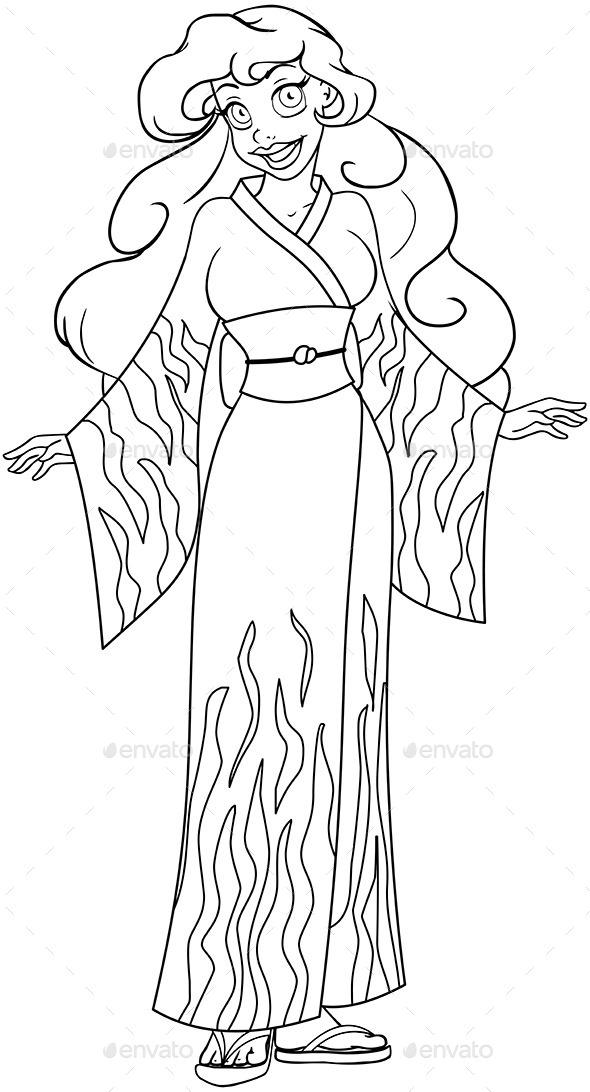 African Woman In Kimono Coloring Page (People)