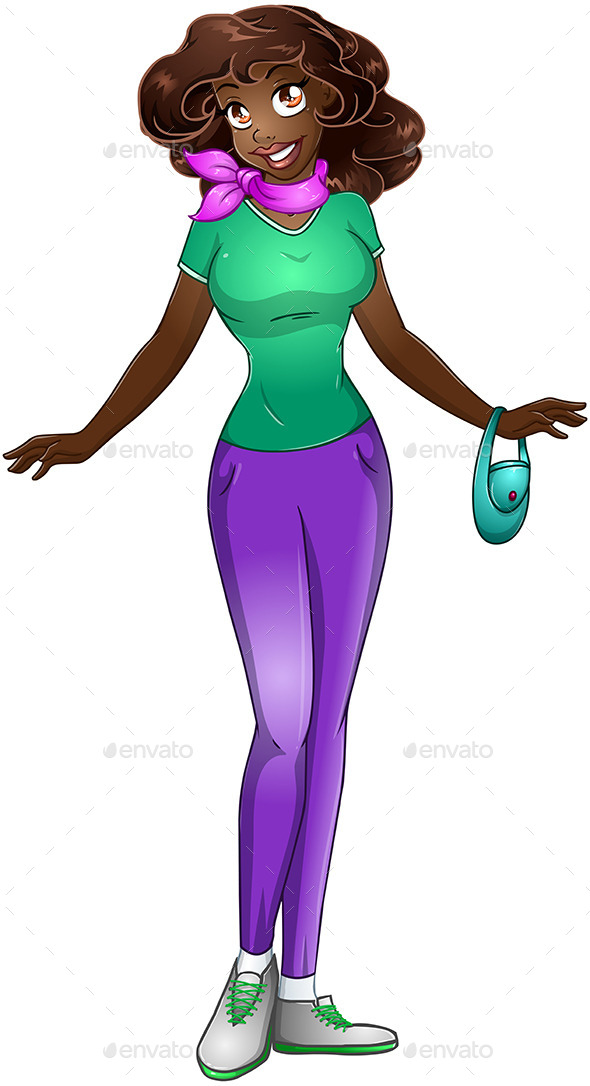 African Teenage Girl in T-Shirt and Pants (People)