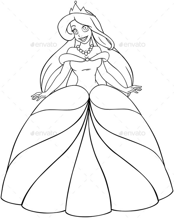 Caucasian Princess Coloring Page (People)