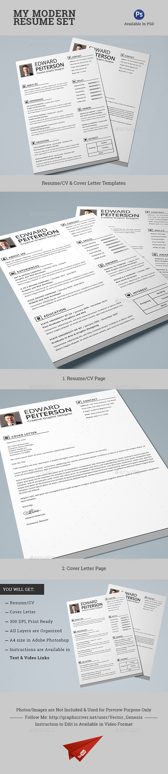 GraphicRiver 2 Pages Modern Resume CV Set 10740771 GraphicRiver 2 Pages Modern Resume CV Set 10740771