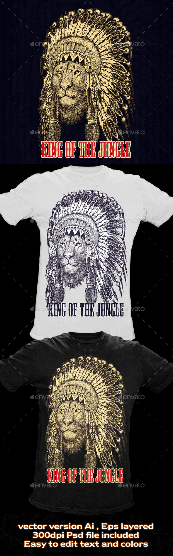 GraphicRiver T-shirt Illustration Lion Wearing Headdress 10741013 GraphicRiver T-shirt Illustration Lion Wearing Headdress 10741013
