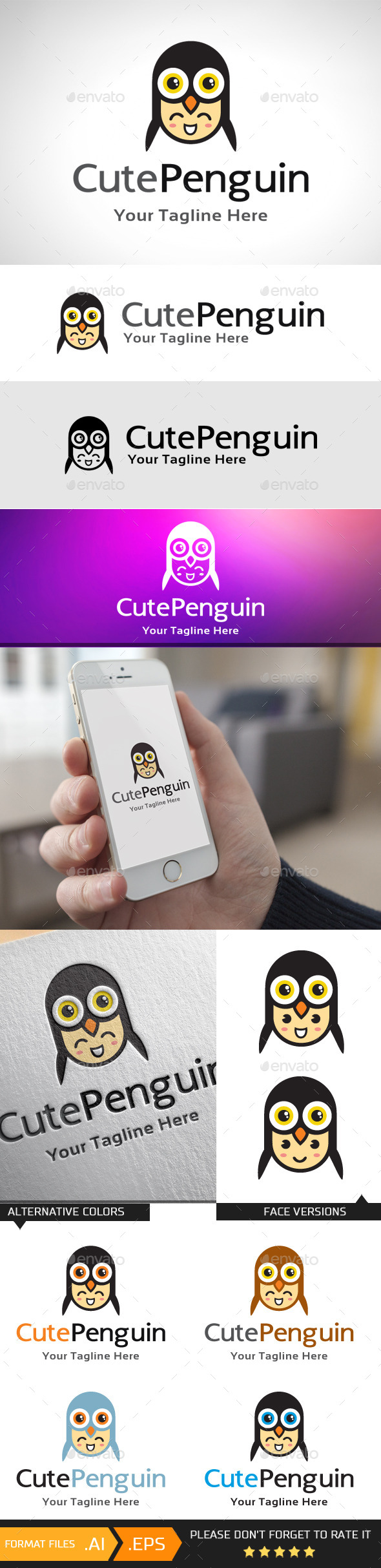 GraphicRiver Cute Penguin Logo Template 10741509 GraphicRiver Cute Penguin Logo Template 10741509