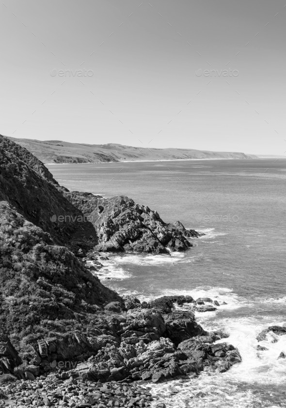 Australian Coastline Black and White