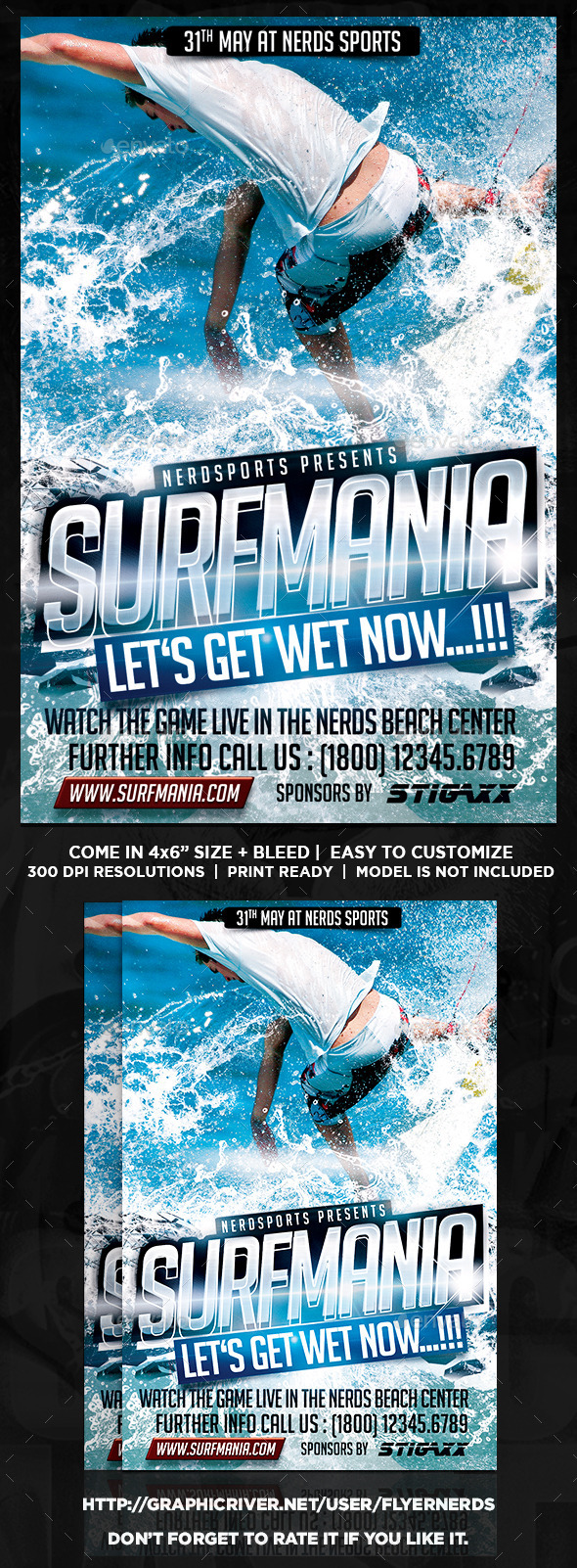 GraphicRiver Surfer Mania Sports Flyer 10748238 GraphicRiver Surfer Mania Sports Flyer 10748238