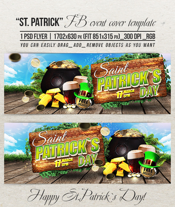 GraphicRiver St Patrick Facebook cover template 10748309 GraphicRiver St Patrick Facebook cover template 10748309