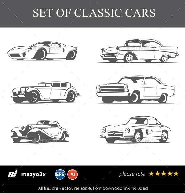 GraphicRiver Set of Classic Cars 10749561 GraphicRiver Set of Classic Cars 10749561