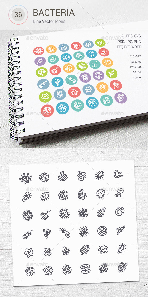 GraphicRiver Set of Line Vector Icons with Bacteria and Germs 10717862 GraphicRiver Set of Line Vector Icons with Bacteria and Germs 10717862