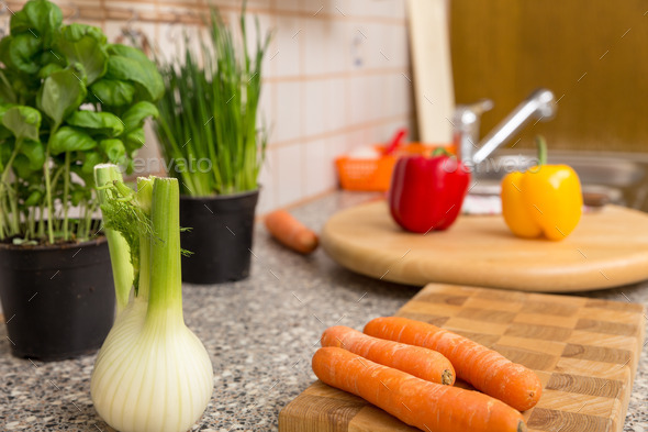 a lot of vegetables and herbs in the kitchen (Misc) Photo Download