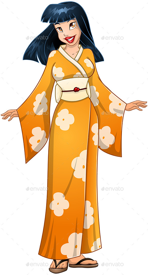 GraphicRiver Asian Woman in Yellow Kimono 10753023 GraphicRiver Asian Woman in Yellow Kimono 10753023
