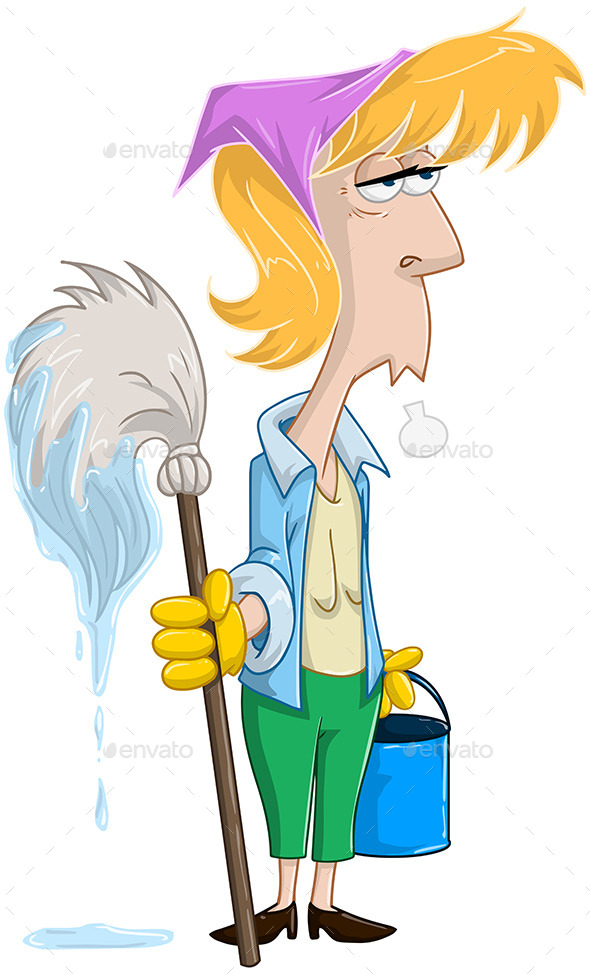 GraphicRiver Tired Woman With Mop and Bucket 10753098 GraphicRiver Tired Woman With Mop and Bucket 10753098