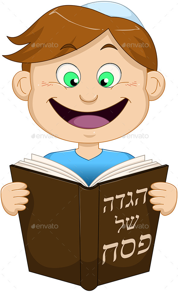 Boy Reading from Haggadah for Passover (Religion)