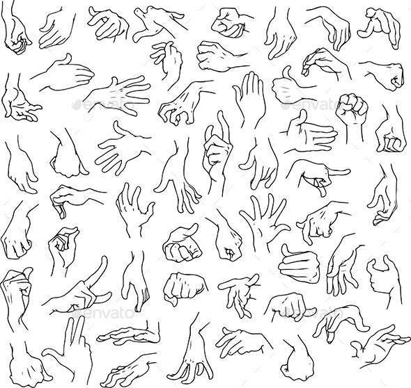 Man Hands Pack Lineart (People)